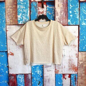 Women's Secret Treasures Sleepwear Top Short Sleeve LARGE Beige Oatmeal NEW